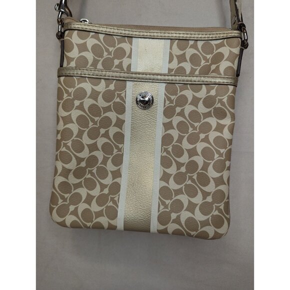 Coach Crossbody Purses Gold Cream Logo - Picture 2 of 8